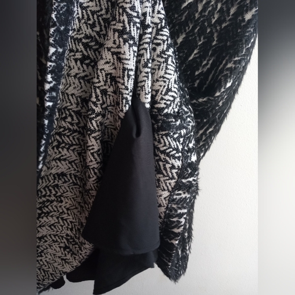 NWT Paper Crown Anthropologie Black Grey Herringbone Wool A-Line Dress Medium - Picture 6 of 10